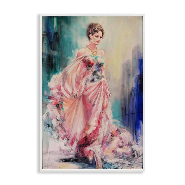 Stupell Industries Sophisticated Woman in Dress by Lucille Lee White Framed  People Giclee Art Print 30 in. x 20 in. bt-043_wfr_20x30 - The Home Depot