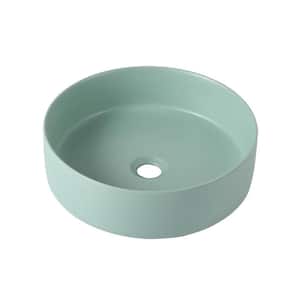 15.7 in. Glossy Green Ceramic Round Vessel Bathroom Sink