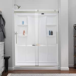 Classic 500 56 in. W - 60 in. W x 71-1/8 in. H Sliding Frameless Shower Door in Nickel with Clear Glass