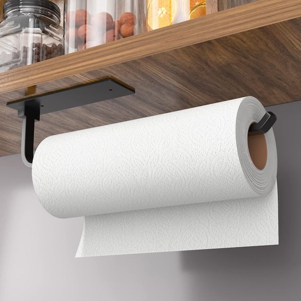12.2 in. x 2.56 in. Aluminum Paper Towel Holder for Kitchen Roll Dispensing, Matte Black (1-Pack)