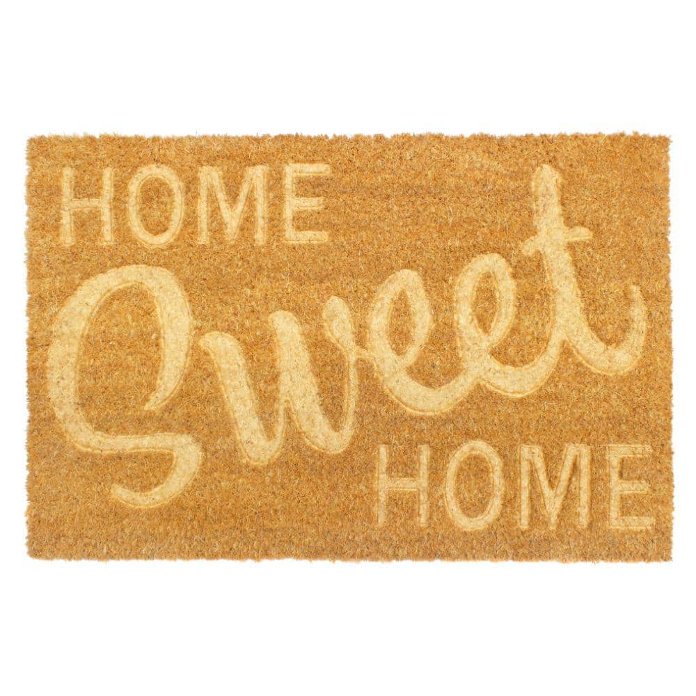 Welcome Home Sweet Home Embossed Natural 16 in. x 24 in. Coir Non-Slip Outd