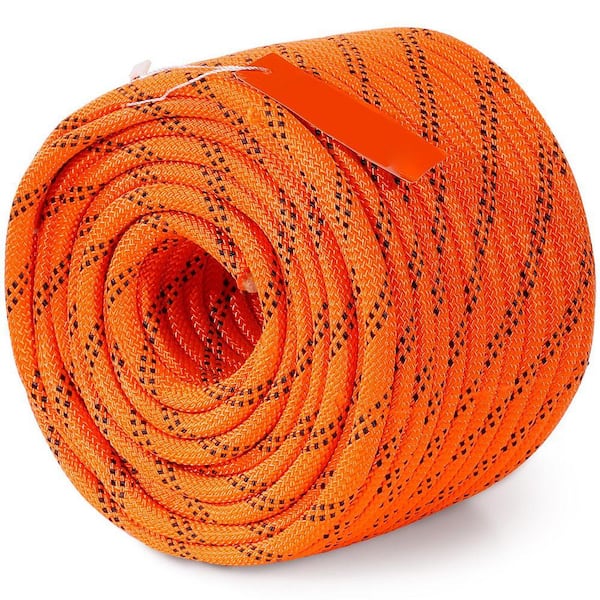 Dual Polyester Cord, 3/8 in. by 120 ft. 48-Strand, 4000 lbs. Tensile Strength, Multi-Use Rope, Orange/Black, Woven