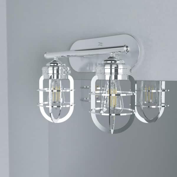 Hunter Starklake 15 in. Brushed Nickel Sconce Bathroom Light