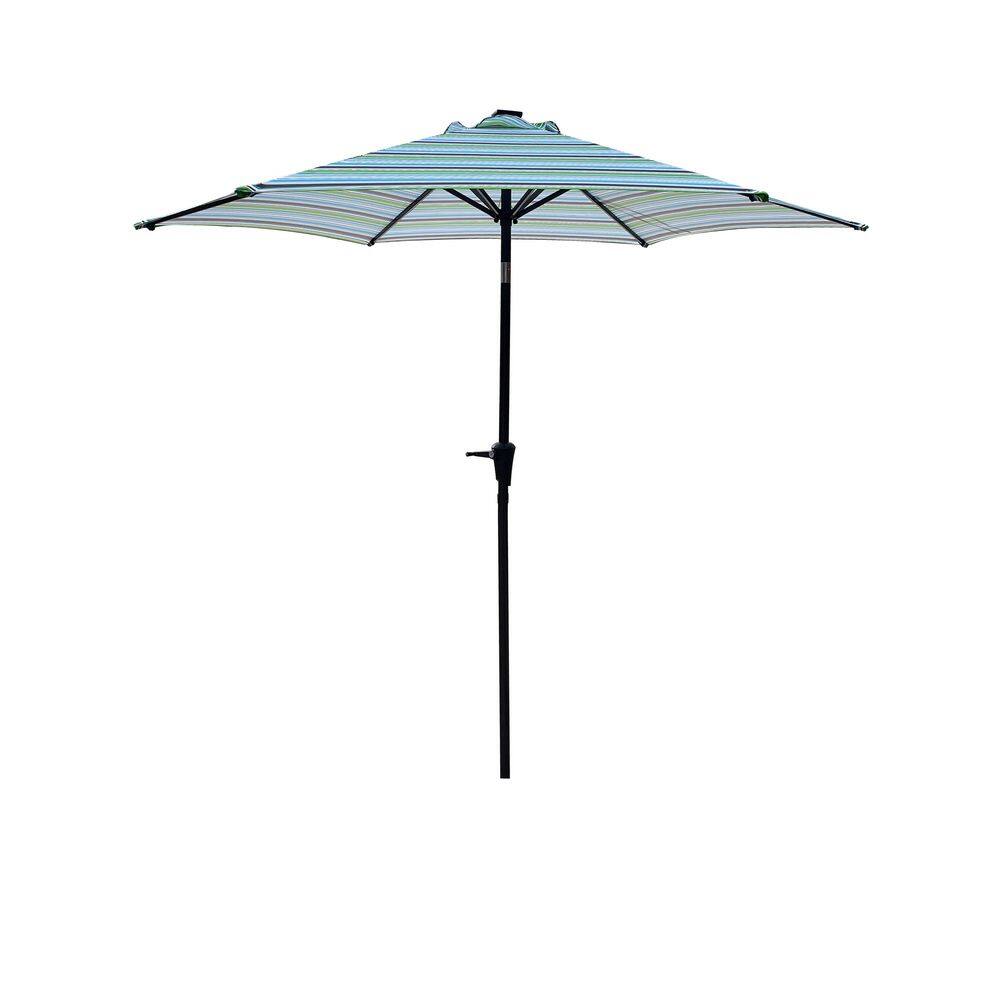 Erixo 9 ft. Round Metal Outdoor Patio Umbrella in Blue Striped with LED Light price history on PriceWatchPro