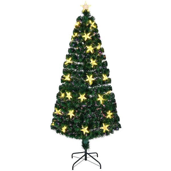 7 ft. Pre-Lit Artificial Christmas Tree with 245 Warm White LED Lights, Metal Stand