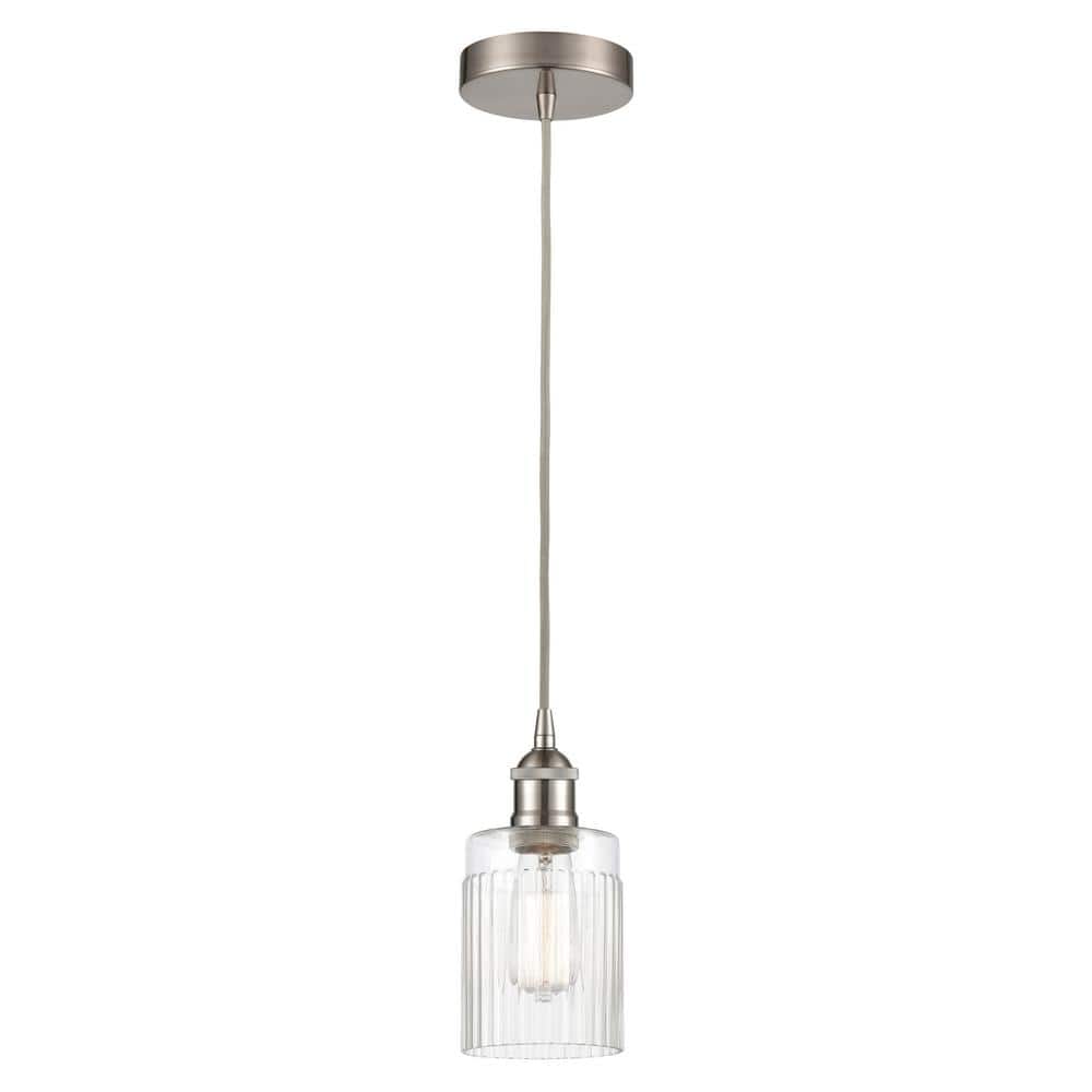 Hadley 60-Watt 1-Light Brushed Satin Nickel Shaded Mini Pendant Light with Clear Glass Shade price history on PriceWatchPro