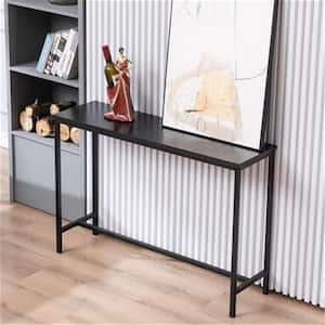 41 in. Rectangle Black Particle Board with Metal Frame Console Table