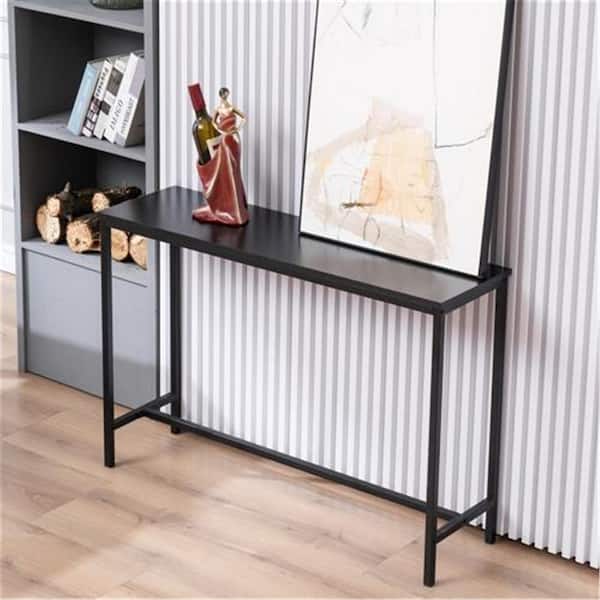 Winado 41 in. Rectangle Black Particle Board with Metal Frame Console Table
