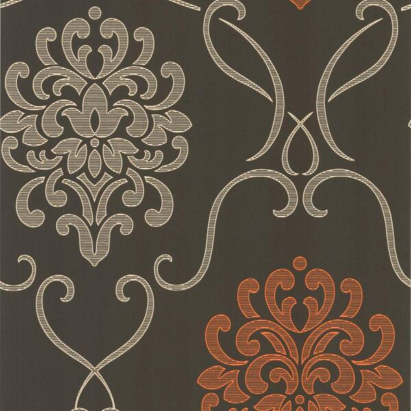 Decorline Suzette Brown Modern Damask Wallpaper