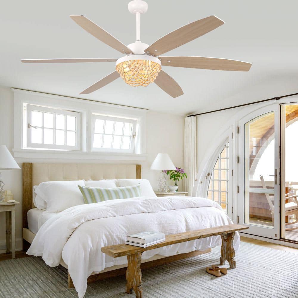Arthur 65 in. White Modern Farmhouse Indoor Ceiling Fan with Light and Remote, 6 Speed Reversible Down Rod Ceiling Fan price history on PriceWatchPro