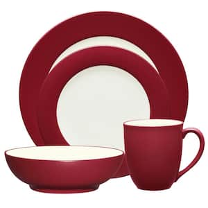 Colorwave Raspberry 4-Piece (Cherry) Stoneware Rim Place Setting, Service for 1