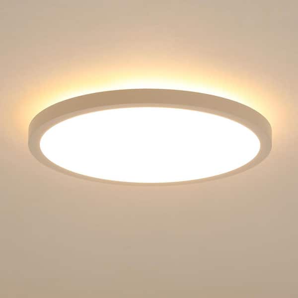 12 in. 20-Watt Modern White Integrated LED Flush Mount with White ABS Shade