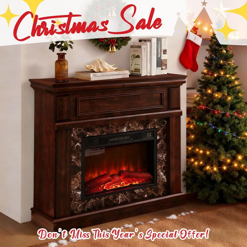 SUNRINX 41 in. W Freestanding Wooden Electric Fireplace with