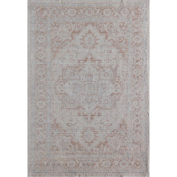 Rugs America Juliette Romeo White Beige Abstract Vintage 5 ft. x 7 ft. Area Rug