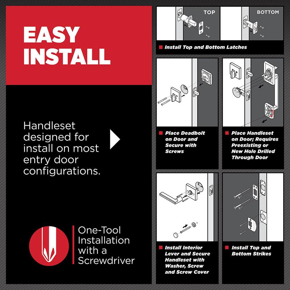 Matte Black Right Handed Entry Handleset with Deadbolt