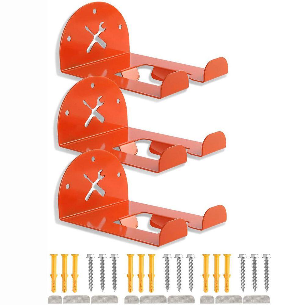 8 in. Orange Stainless Steel Heavy Duty Wall Rack with Hooks for Garage Weed Eater, Trimmer, Blower, Chainsaw, 3 Pack price history on PriceWatchPro