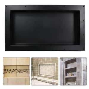 28 in. W x 16 in. H x 3.8 in. D Shower Niche Ready for Tile ABS Single Shelf for Shampoo, Toiletry Storage in Black