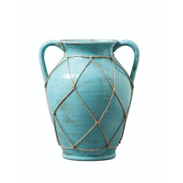 Unbranded 12 in. Large Turquoise Ravenna Vase in Blue
