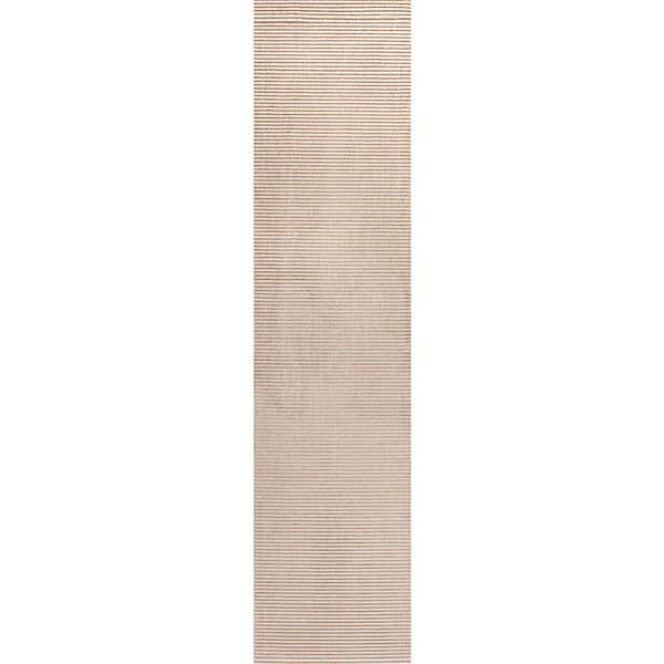 Cole Modern Minimalist Pinstripe High-Low White/Gold 2 ft. x 8 ft. Runner Rug