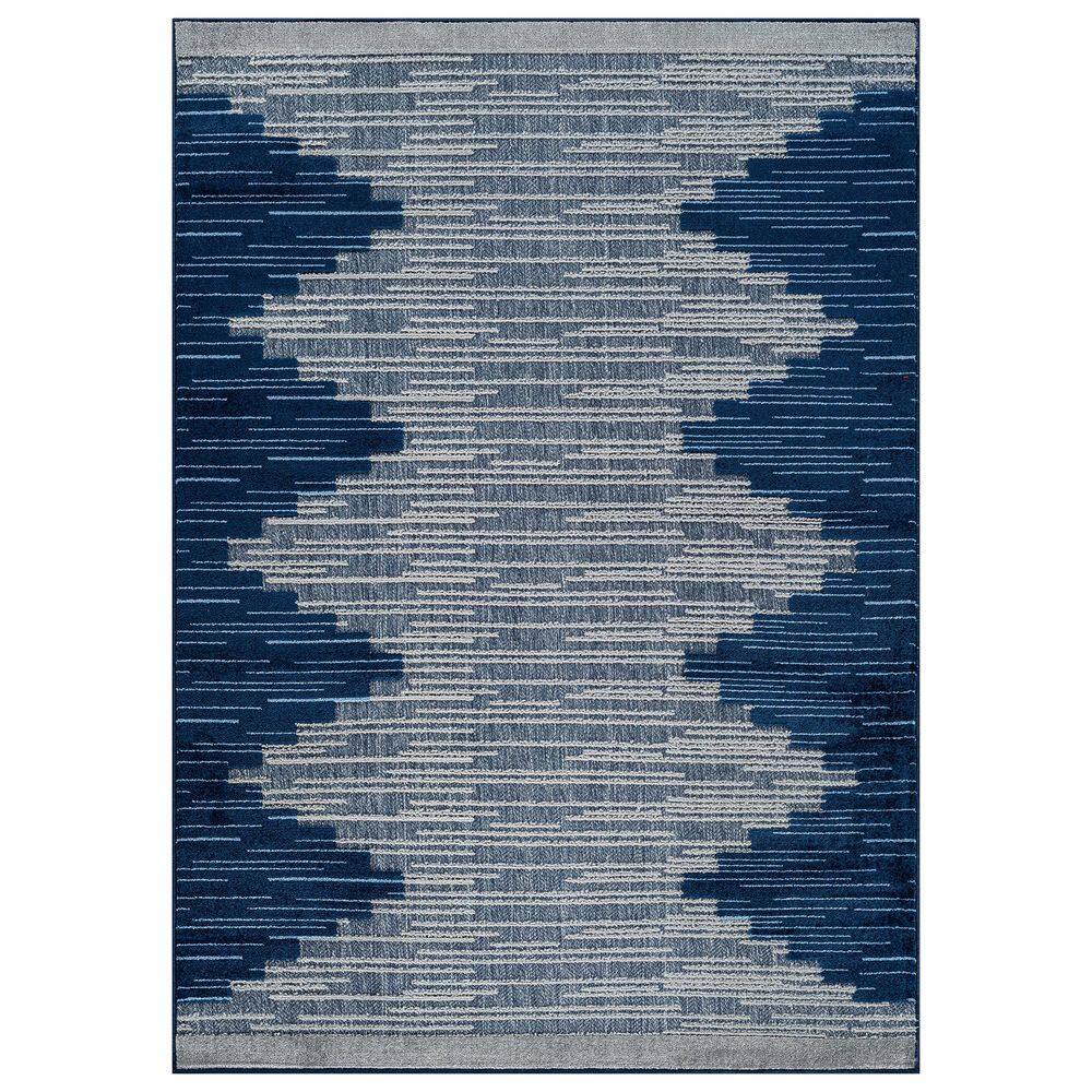 Geometric Design Indoor/Outdoor High-Low Textured Area Rug, Geometric, Easy-Clean Patio Rug 8' x 10' Navy price history on PriceWatchPro