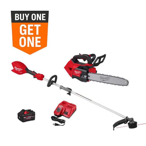 M18 FUEL 14 in. Top Handle 18V Battery Powered Brushless Cordless Chainsaw w/ String Trimmer, 8.0 Ah Battery, Charger