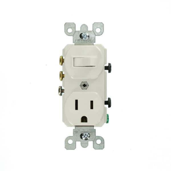 15 Amp Commercial Grade Combination 3-Way Toggle Switch and Receptacle, White 5245-W