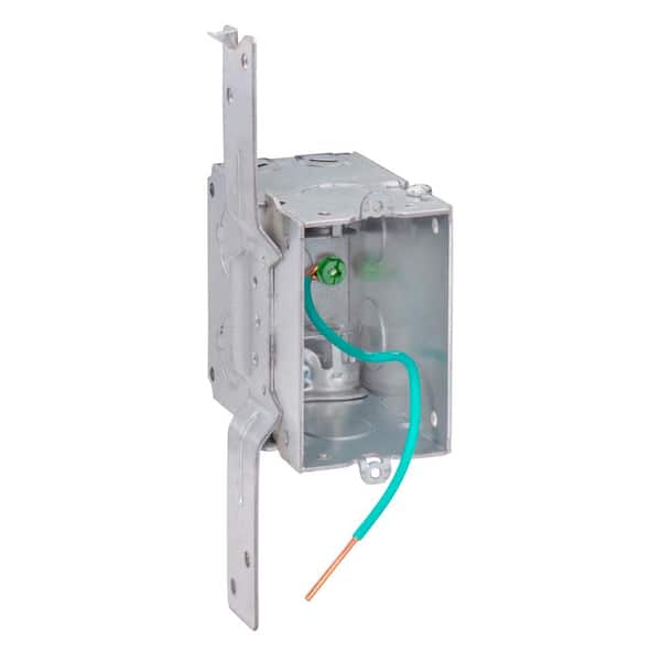 Southwire 3 in. H x 2 in. W x 3-1/2 in. D Steel Metallic 1-Gang Switch Box, Five 1/2 in KO's, MC/BX Clamps and F Bracket, 1-Pack
