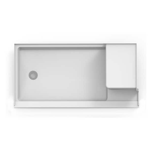 JACUZZI 60 in. x 30 in. Seated Left Drain 5.38 in. Shower Base in White