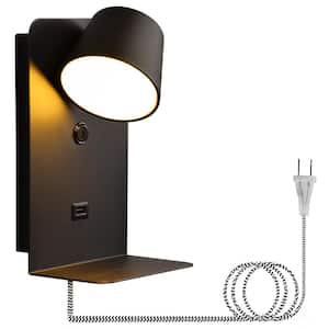 8.66 in. 1-Light Black Mettal LED Wall Sconce