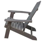 Lanier 5-Piece Brown Recycled Plastic Patio Conversation Adirondack Chair Set with a Grey Wood-Burning Firepit