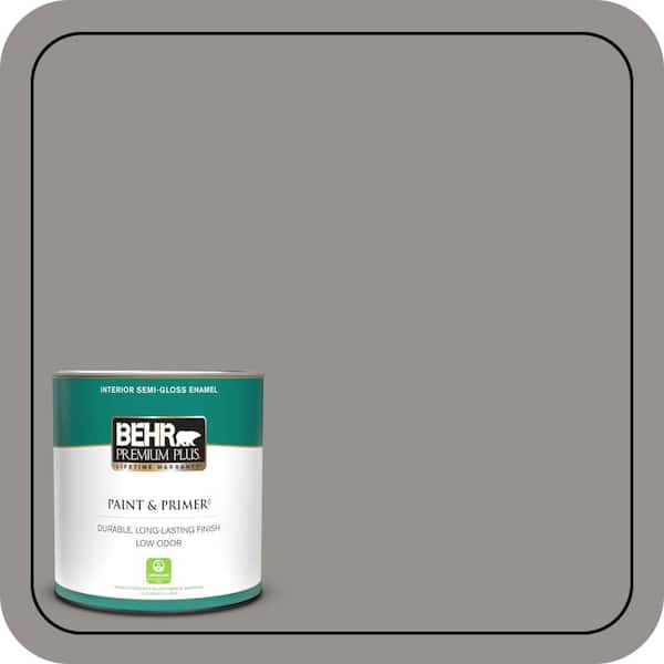 BEHR PREMIUM PLUS 1 qt. #PPU18-16 Elephant Skin Semi-Gloss Enamel Low Odor Interior Paint & Primer