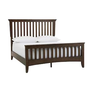 Abrams Walnut Brown Finish Queen Mission Style Wood Bed (69 in W. X 54 in H.)