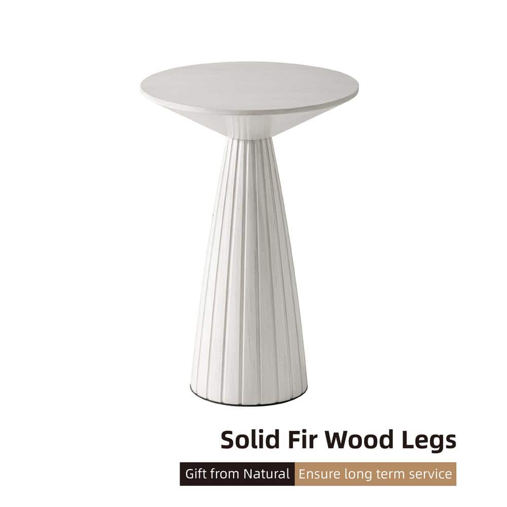 White Wood Pedestal Round End Table for Small Spaces