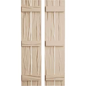 11.5 in. x 56 in. Timberthane Polyurethane 2-Board Spaced Board-n-Batten Riverwood Faux Wood Shutters Pair