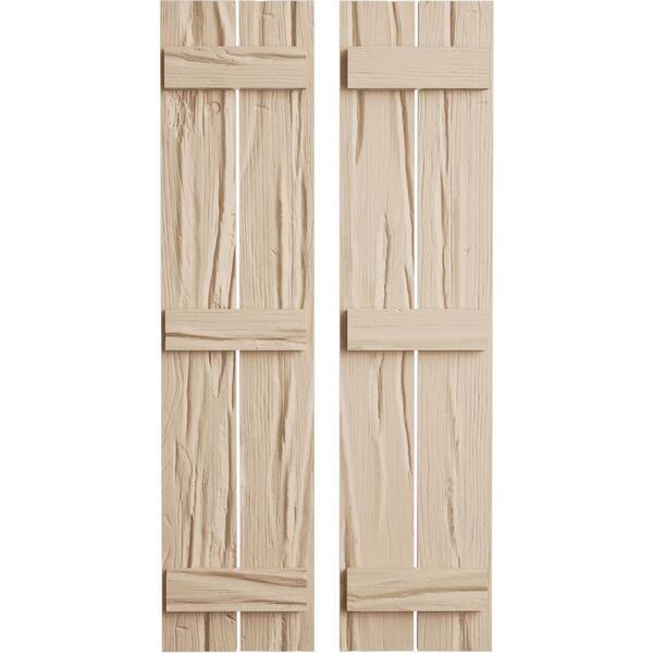 Ekena Millwork 11.5 in. x 58 in. Timberthane Polyurethane 2-Board Spaced Board-n-Batten Riverwood Faux Wood Shutters Pair