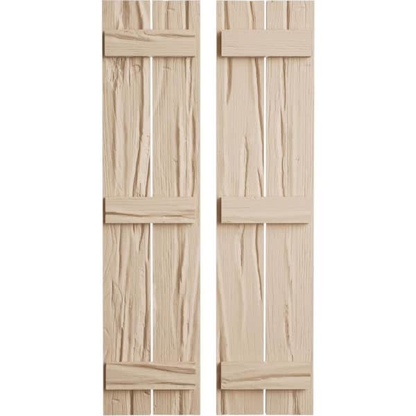 Ekena Millwork 11.5 in. x 74 in. Timberthane Polyurethane 2-Board Spaced Board-n-Batten Riverwood Faux Wood Shutters Pair