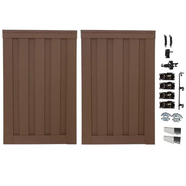 Trex Seclusions 4 ft. x 6 ft. Saddle Brown Wood-Plastic Composite Privacy Fence Double Gate with Hardware