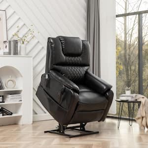 Black Faux Leather Recliners Lift Chair Relax Sofa Remote Control Recliner