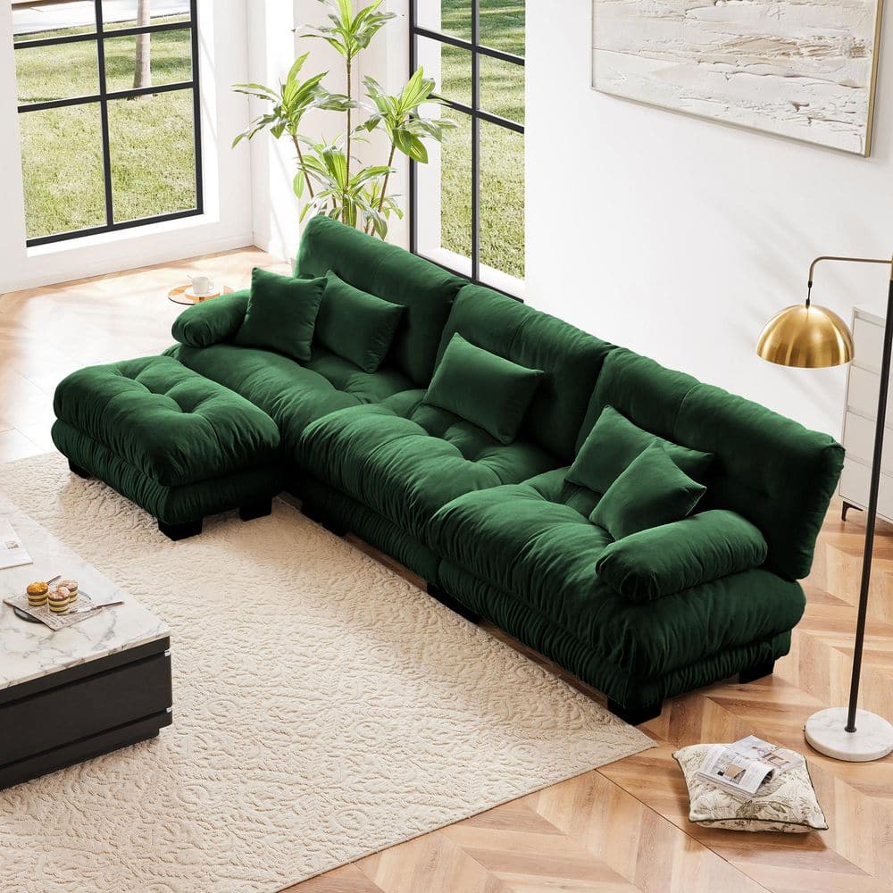 Bella シュシュ - Large sumyeg 133.8 in. W Chenille Oversized L Shaped Modular Sectional