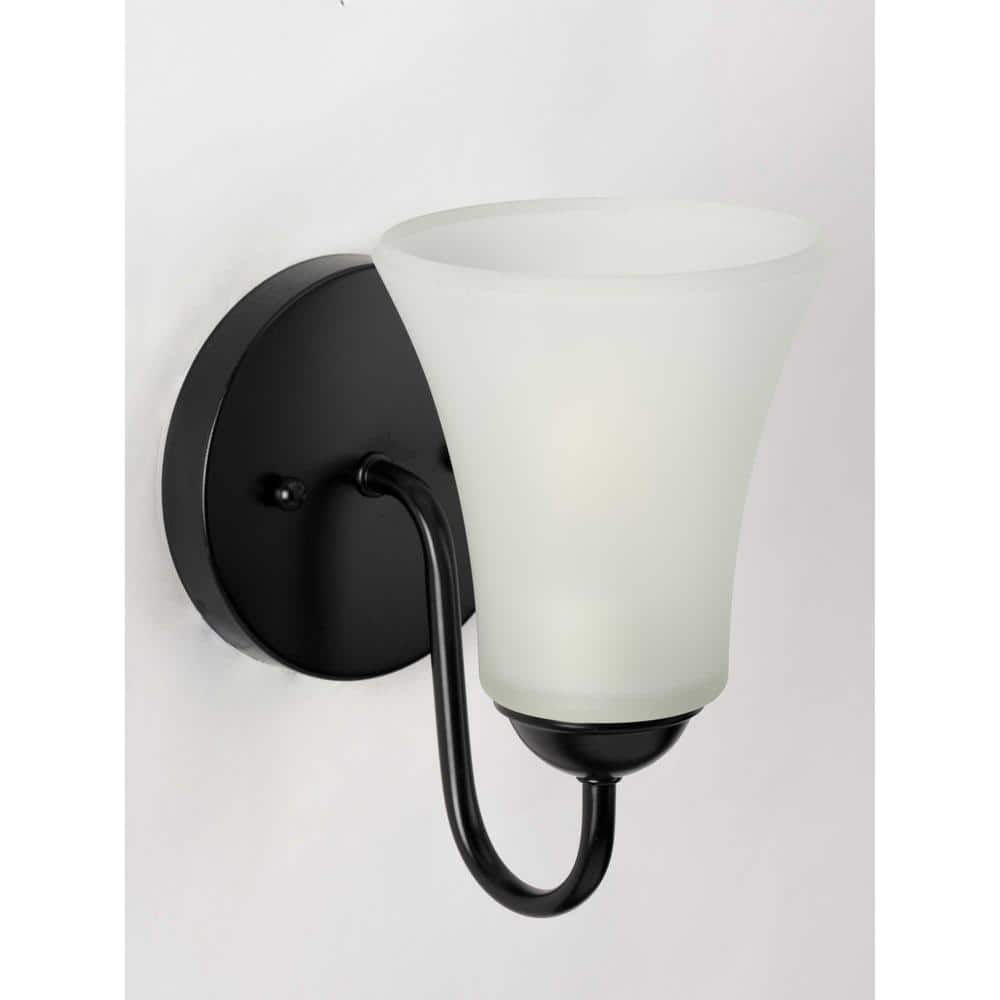 Matte Black Steel One-Light Bath Vanity Fixture