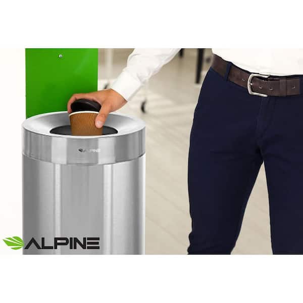 27 Gal. Stainless Steel Open Top Tall Recycling Bin Garbage Vented Trash Can