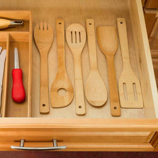 Zulay Bamboo Utensil Set w/ Holder - 6 Pieces