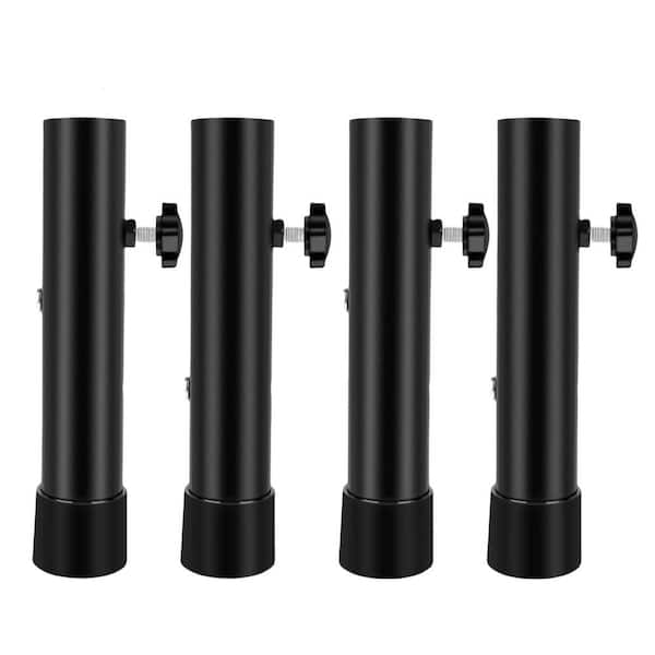 Angel Sar Black Cylinder Steel Table Leg Extenders with 2 Adjustable Heights for Folding Tables (4-Pack)