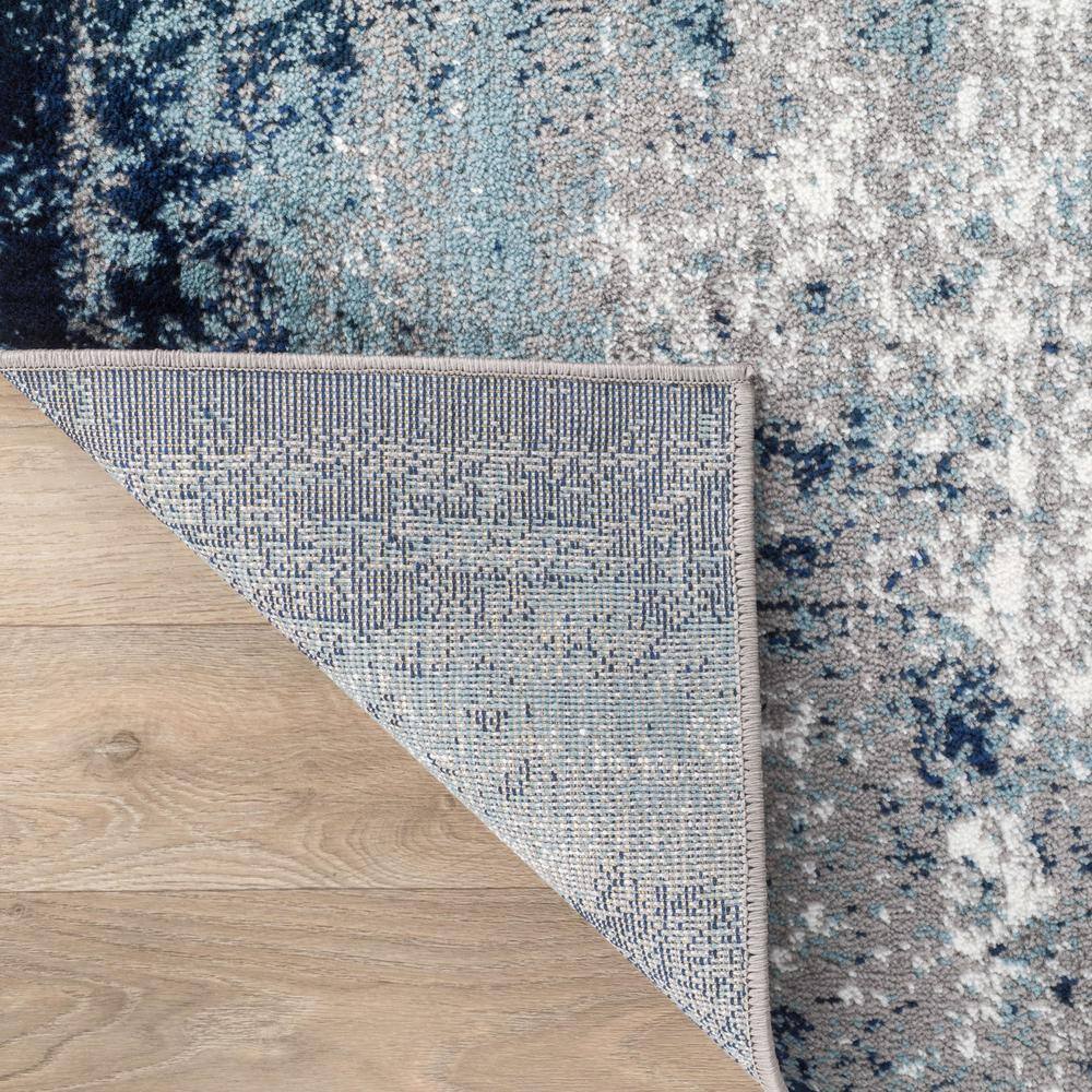 Blue and Gray Abstract Watercolor 6'6" x 9' Area Rug
