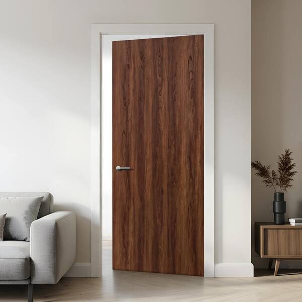 CALHOME 36 in. x 90 in. Walnut Texture Flush Hollow Core Composite
