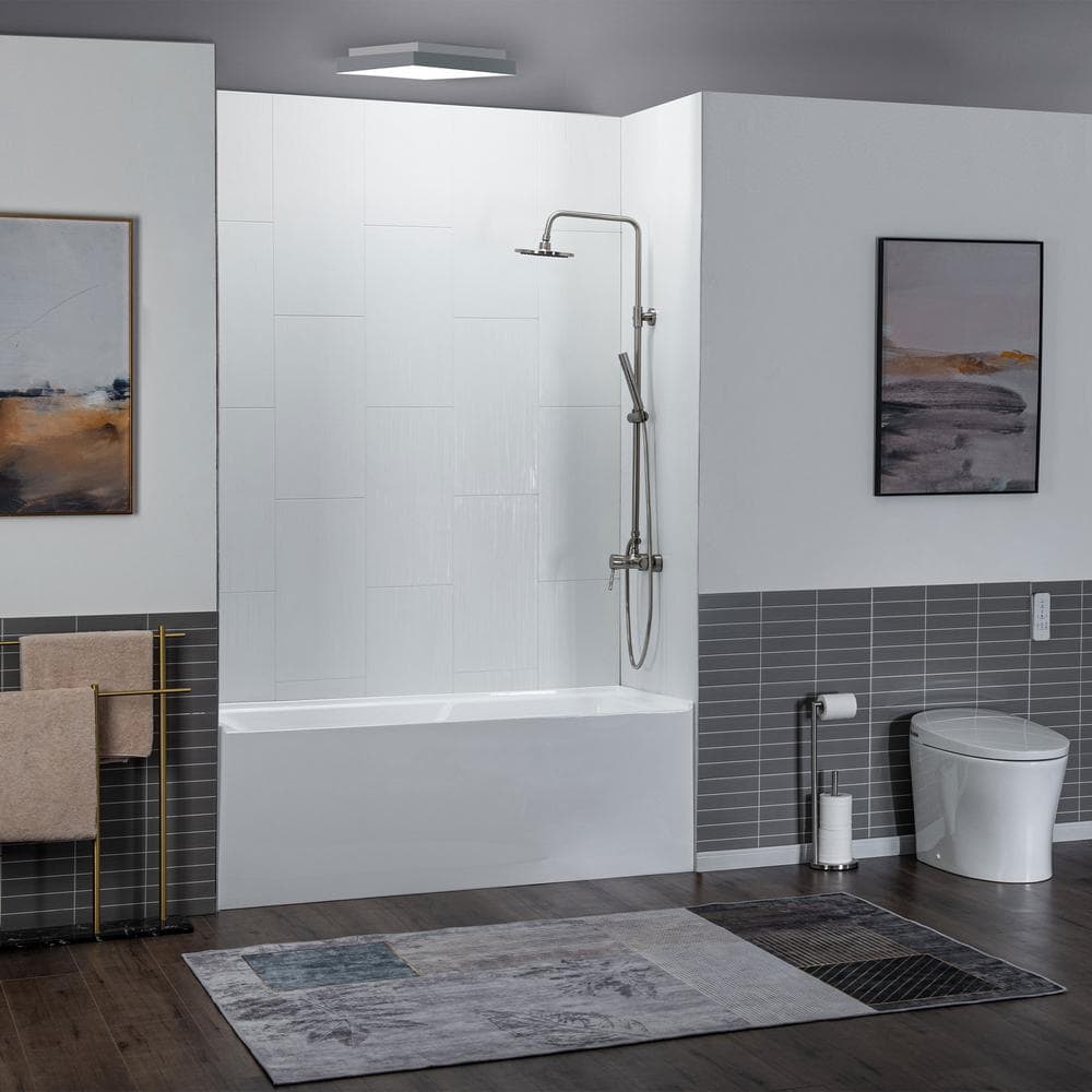 Vine 60'' x 30'' White Acrylic Alcove Soaking Bathtub