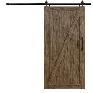 42 in. x 84 in. Millbrooke Weathered Grey Z Style PVC Vinyl Sliding Barn Door with Hardware Kit - Door Assembly Required