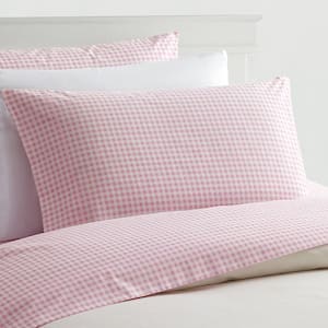 Gingham Plaid 3-Piece Pink 250TC Cotton Percale Twin Sheet Set