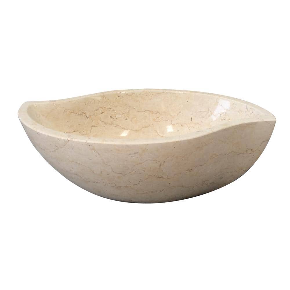 Polished Egyptian Cream Marble Vessel Sink, 16-inch