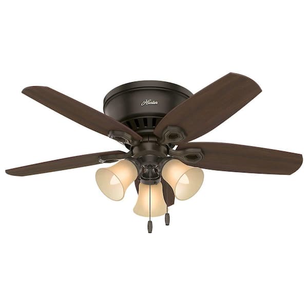 Builder 42 inch New Bronze Low Profile Indoor Ceiling Fan with LED Light Kit and Pull Chain